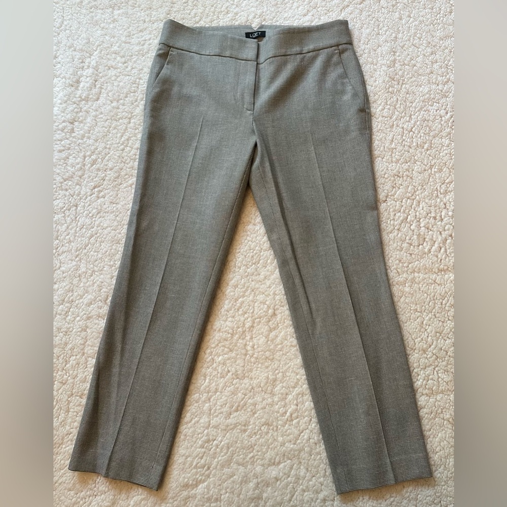 Loft Pieties Marisa Small Check Light Gray Skinny Ankle Pant Size 2P